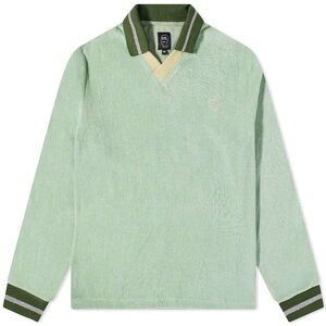 Brain Dead Split Neck Terry Long Sleeve Top in mint green sz M